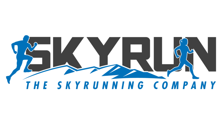 Blue Skyrun logo with silhouettes of two runners.