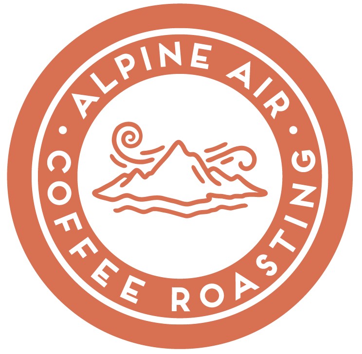 Alpine Air Coffee Roasting logo with a stylized mountain.