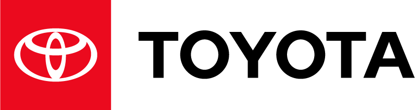 Toyota logo with red emblem and black text