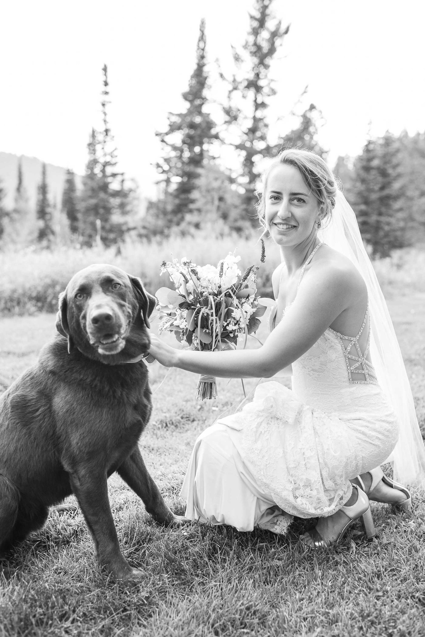 Bride with a dog