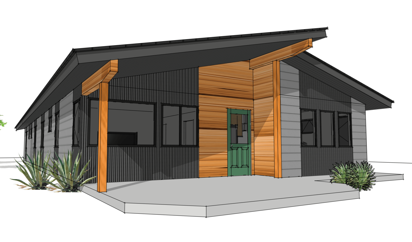 An architectural drawing of a house