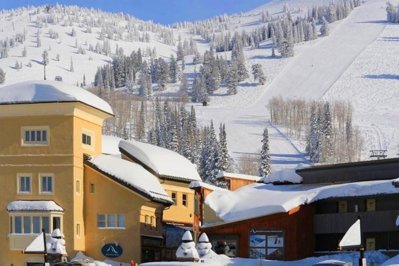 Base area buildings at a ski resort