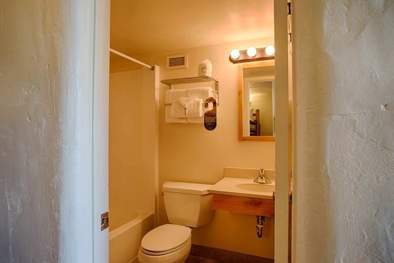 Interior view of the Sioux Lodge studio suite bathroom