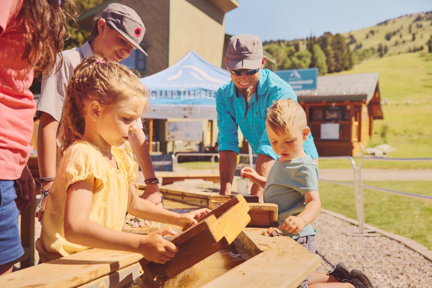 Two kids playing with mining activities