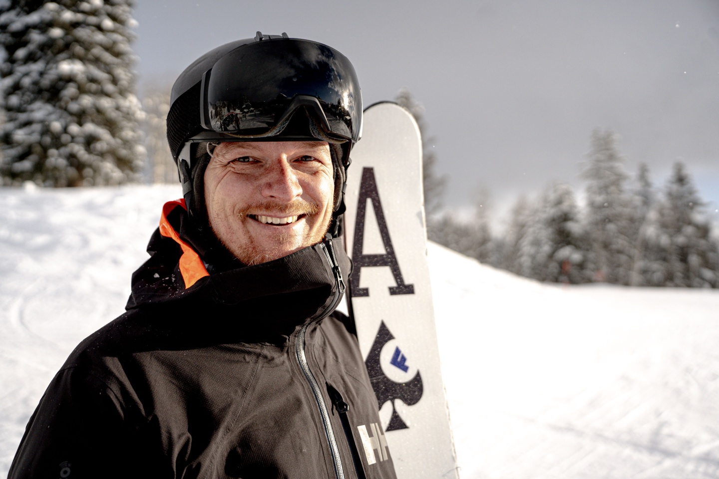 Joel with skis