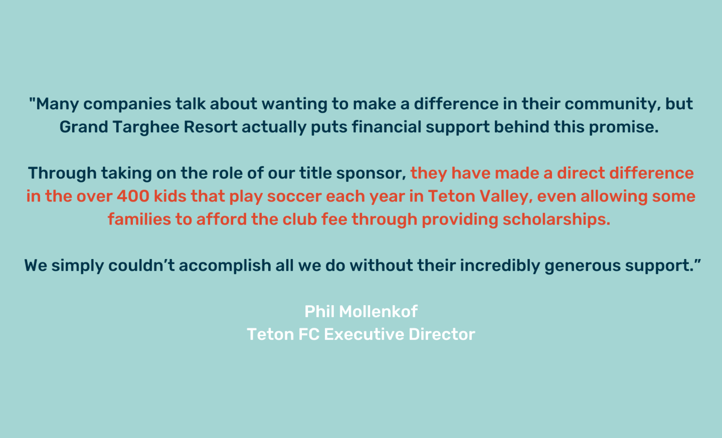 Impact Quote from Community Partner Teton FC