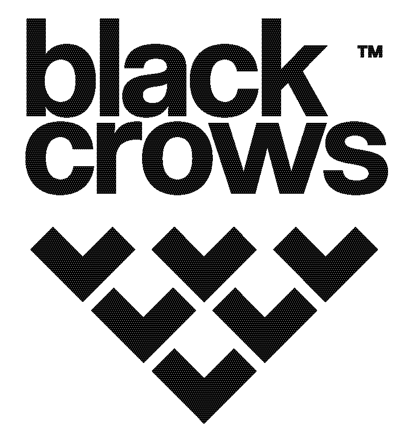 Black Crows logo with stylized chevrons below text.