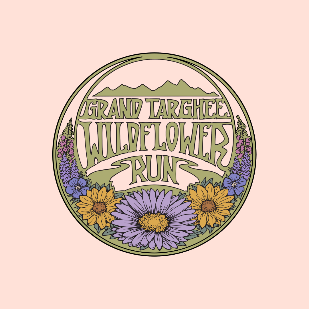Grand Targhee Wildflower Run logo with colorful flowers.