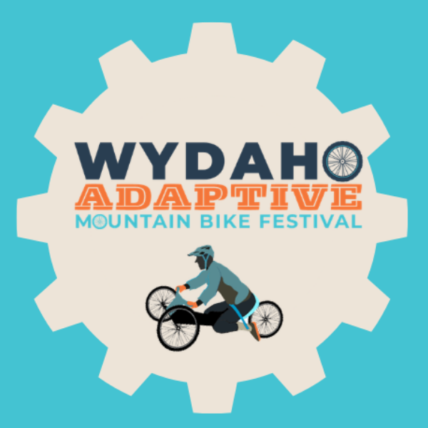Wydaho Adaptive Mountain Bike Festival logo, rider on a handbike.